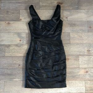 Elegant Black Satin Cocktail Dress - Size 00, Like New
